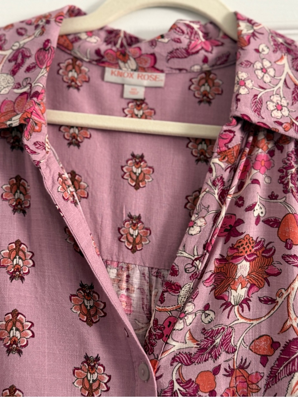 Knox Rose Pink Floral Mix-Print Button-Up Top - Picture 9 of 11